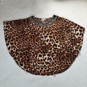 Lavish Animal Print Poncho Tunic Shirt Size M